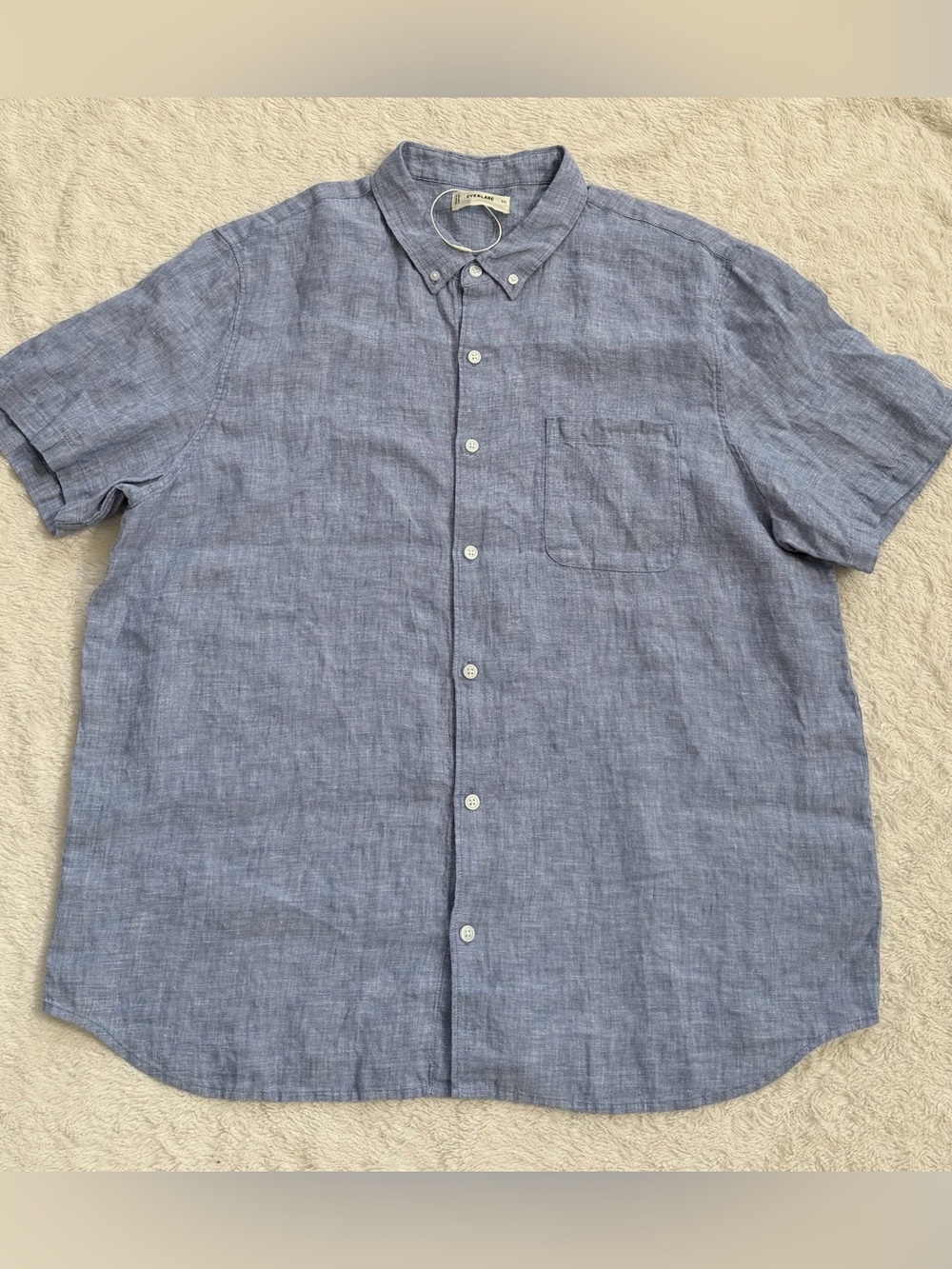Everlane Classic Short Sleeve Shirt in Chambray Blue Linen NWOT